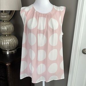 Vince Camuto Pink and White Polka Dot Sleeveless Top